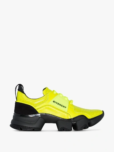 Shop Givenchy Yellow And Black Jaw Leather Low Top Sneakers