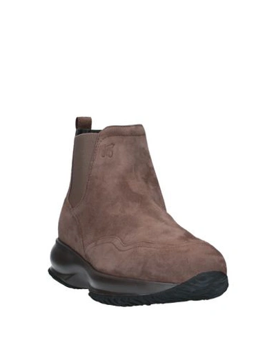 Shop Hogan Woman Ankle Boots Khaki Size 5.5 Soft Leather In Beige
