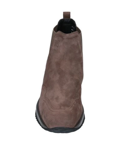 Shop Hogan Woman Ankle Boots Khaki Size 5.5 Soft Leather In Beige