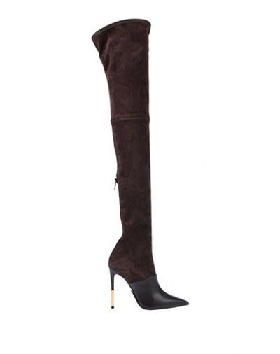 Shop Balmain Woman Knee Boots Dark Brown Size 6 Soft Leather