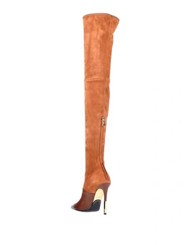 Shop Balmain Woman Knee Boots Tan Size 8 Soft Leather In Brown