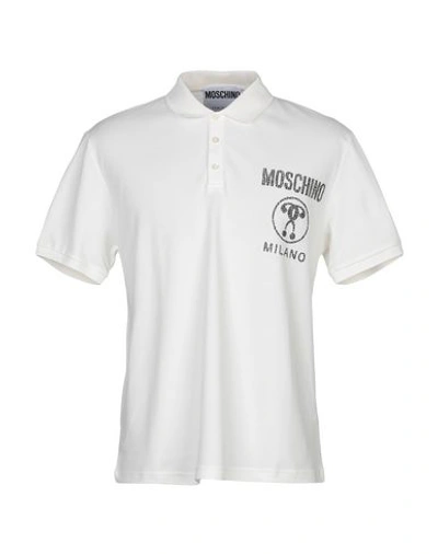 Shop Moschino Polo Shirts In Ivory