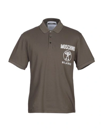 Shop Moschino Polo Shirts In Military Green