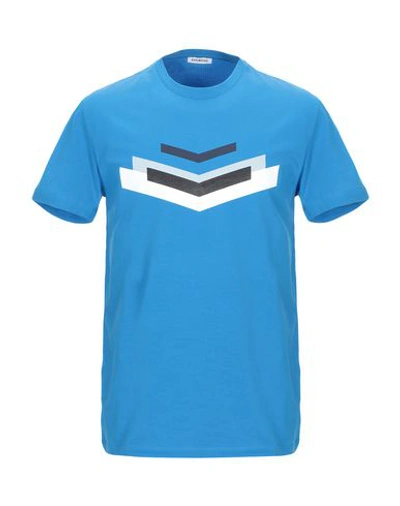 Shop Bikkembergs Man T-shirt Pastel Blue Size M Cotton, Elastane