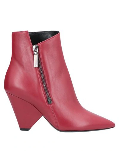 Shop Saint Laurent Woman Ankle Boots Red Size 10 Soft Leather