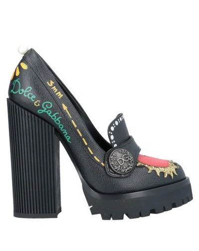 Shop Dolce & Gabbana Woman Loafers Black Size 6 Calfskin, Polyester, Viscose, Polyurethane