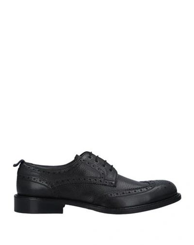 Shop Pollini Man Lace-up Shoes Black Size 8 Calfskin