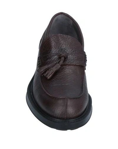 Shop Pollini Loafers In Dark Brown