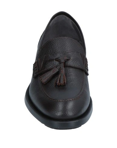 Shop Pollini Loafers In Dark Brown