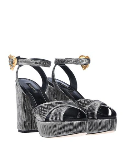 Shop Dolce & Gabbana Woman Sandals Lead Size 5.5 Textile Fibers In Grey