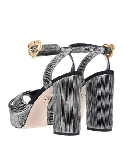 Shop Dolce & Gabbana Woman Sandals Lead Size 5.5 Textile Fibers In Grey