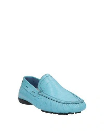 Shop Alberto Guardiani Loafers In Sky Blue