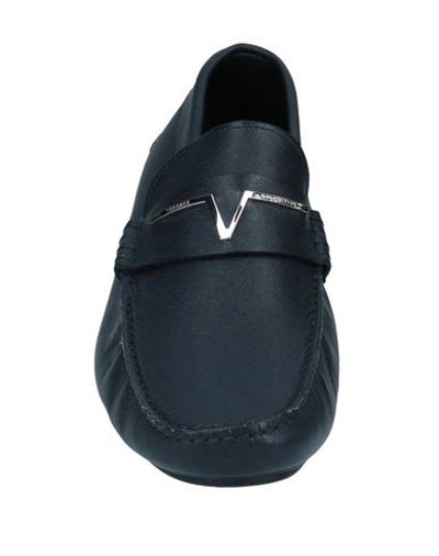 Shop Versace Loafers In Dark Blue