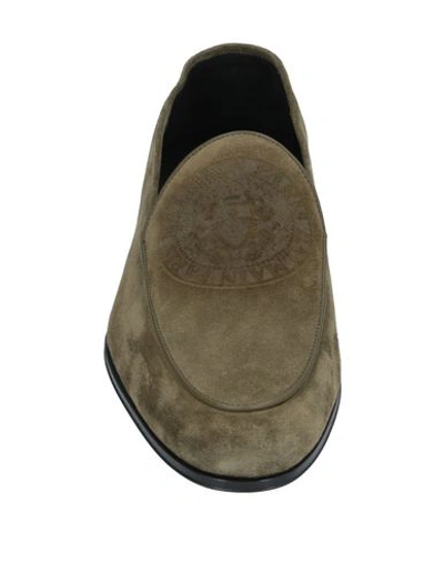 Shop Balmain Loafers In Military Green