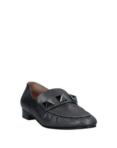 Shop Valentino Loafers In Lead