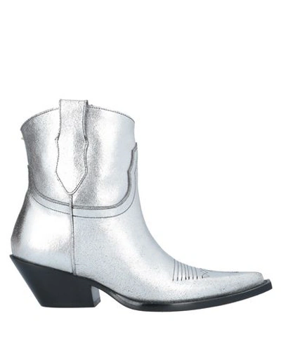 Shop Maison Margiela Woman Ankle Boots Silver Size 8.5 Soft Leather