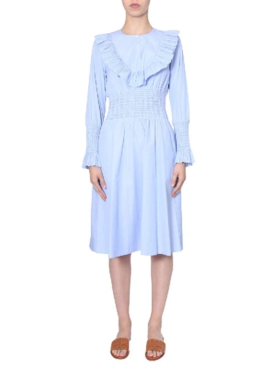 Shop Tory Burch Smocked Dress In Blue