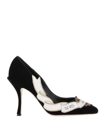 Shop Dolce & Gabbana Woman Pumps Black Size 7 Cotton, Viscose, Lambskin