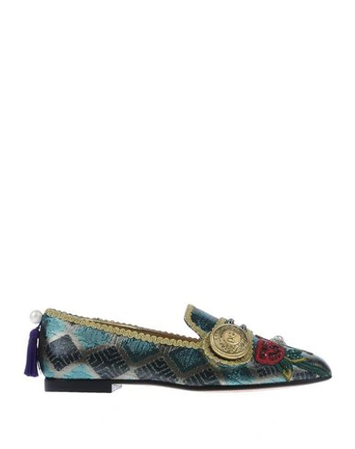 Shop Dolce & Gabbana Woman Loafers Deep Jade Size 6.5 Polyester, Lurex, Acetate In Green