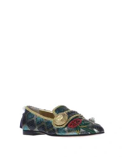 Shop Dolce & Gabbana Woman Loafers Deep Jade Size 5.5 Polyester, Lurex, Acetate In Green