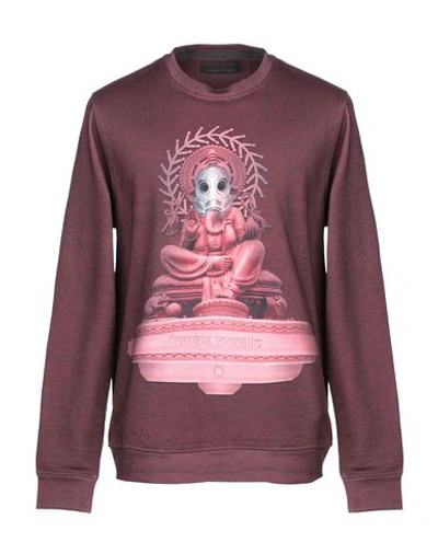 Shop Frankie Morello Man Sweatshirt Burgundy Size S Cotton In Red