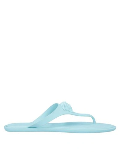 Shop Versace Flip Flops In Sky Blue
