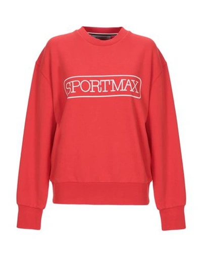 Shop Sportmax Woman Sweatshirt Red Size S Cotton, Polyamide, Elastane