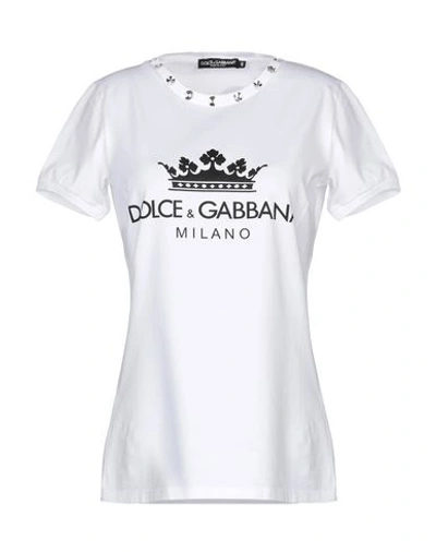 Shop Dolce & Gabbana Woman T-shirt White Size 0 Cotton, Polyester, Crystal