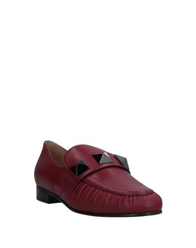 Shop Valentino Garavani Woman Loafers Burgundy Size 6 Soft Leather In Red