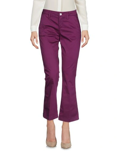 Shop Liu •jo Cropped Pants In Purple
