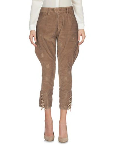 Shop Dsquared2 Cropped Pants In Khaki