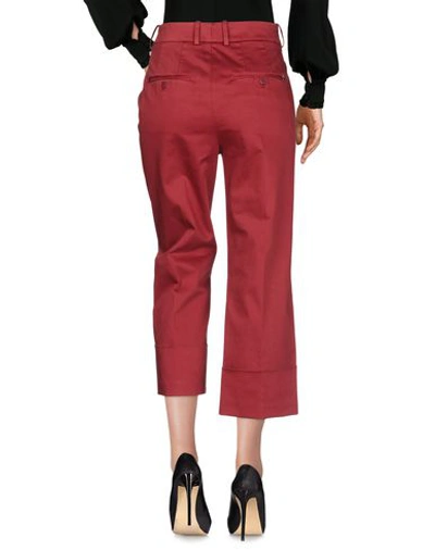 Shop Dondup Woman Cropped Pants Brick Red Size 4 Cotton, Elastane