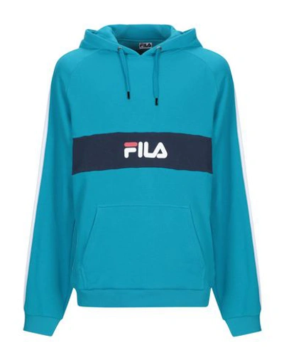 Shop Fila Man Sweatshirt Turquoise Size M Cotton, Polyester In Blue