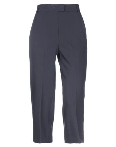 Shop Dondup Woman Cropped Pants Midnight Blue Size 4 Polyester, Viscose, Elastane