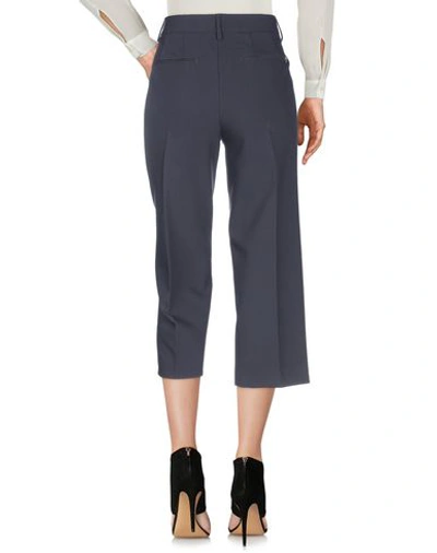 Shop Dondup Woman Cropped Pants Midnight Blue Size 4 Polyester, Viscose, Elastane