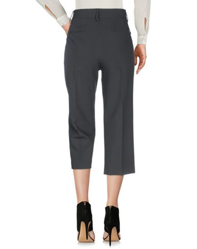 Shop Dondup Woman Cropped Pants Black Size 10 Polyester, Viscose, Elastane