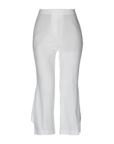 Shop Neil Barrett Woman Cropped Pants White Size 6 Cotton, Elastane