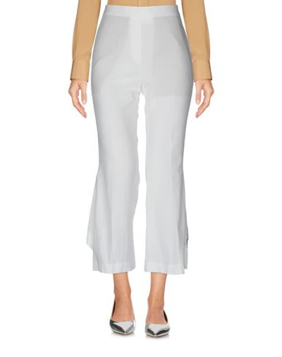 Shop Neil Barrett Woman Cropped Pants White Size 6 Cotton, Elastane