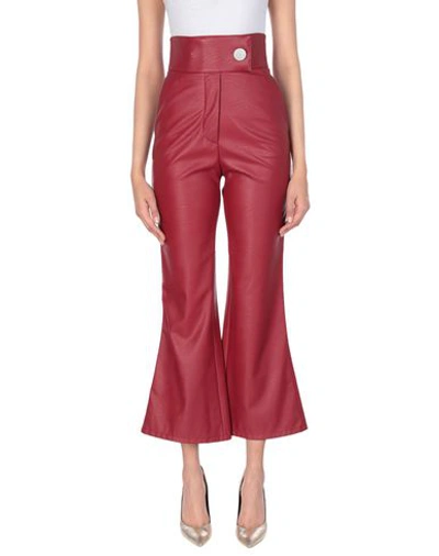 Shop Sara Battaglia Woman Pants Burgundy Size 4 Viscose, Polyurethane In Red