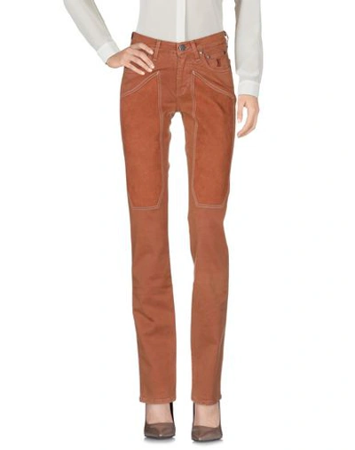 Shop Jeckerson Casual Pants In Brown