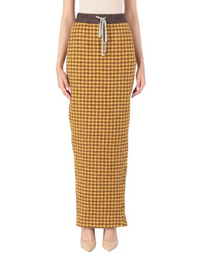 Shop Rick Owens Long Skirts In Yellow
