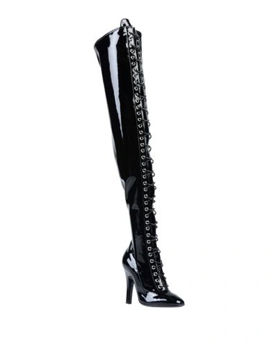 Shop Moschino Woman Knee Boots Black Size 7 Soft Leather