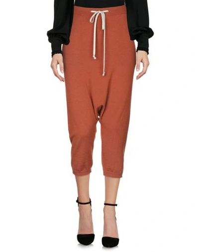 Shop Rick Owens Cropped Pants & Culottes In Rust