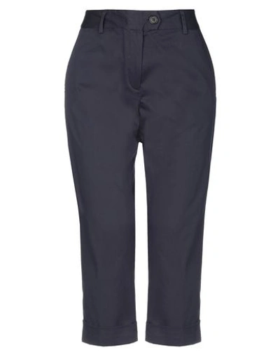 Shop Aquascutum Cropped Pants & Culottes In Dark Blue