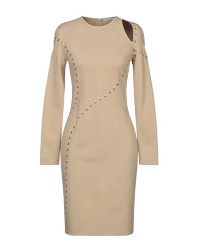 Shop Versace Short Dress In Beige