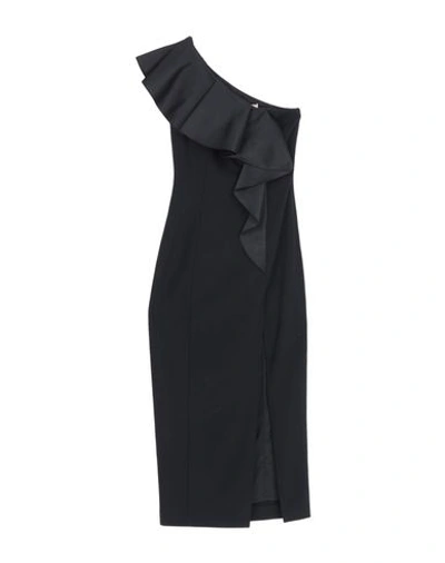 Shop Michael Kors Collection Woman Midi Dress Black Size 12 Virgin Wool, Polyamide, Elastane, Wool, Silk