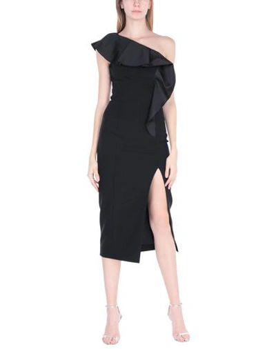 Shop Michael Kors Collection Woman Midi Dress Black Size 12 Virgin Wool, Polyamide, Elastane, Wool, Silk