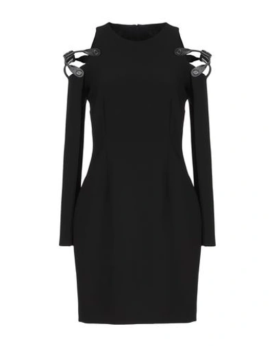 Shop Moschino Woman Mini Dress Black Size 6 Polyester, Calfskin
