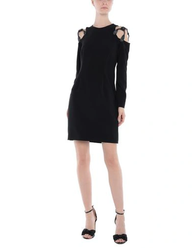 Shop Moschino Woman Mini Dress Black Size 6 Polyester, Calfskin