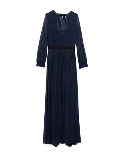 Shop Atos Lombardini Woman Long Dress Midnight Blue Size 8 Polyamide, Elastane, Viscose, Acetate
